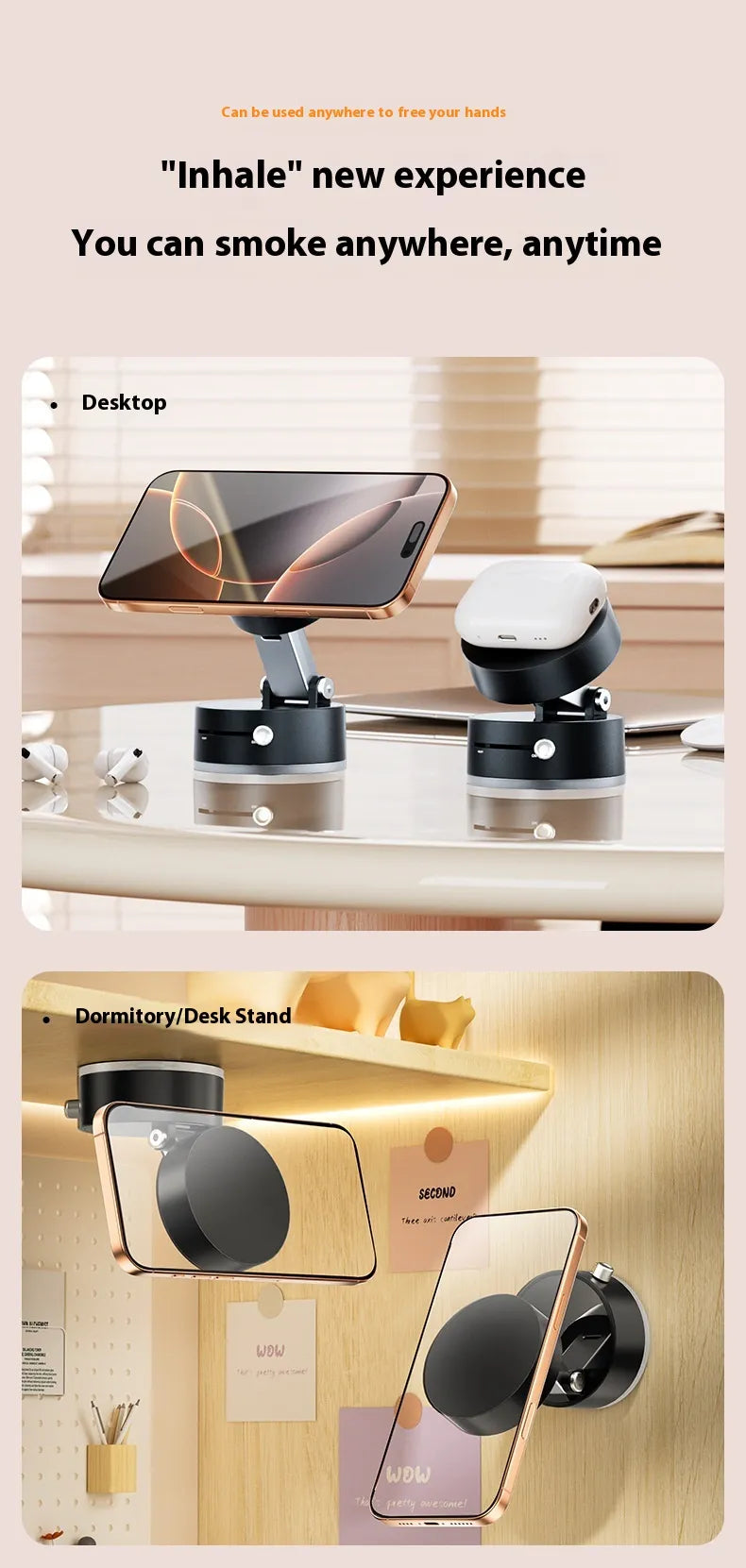 LiteLyfe Magnetic Foldable Phone Holder with Suction Cup